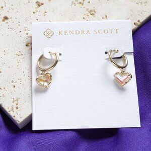 Kendra Scott Gold Ari Heart Dichroic Glass Huggie Earrings